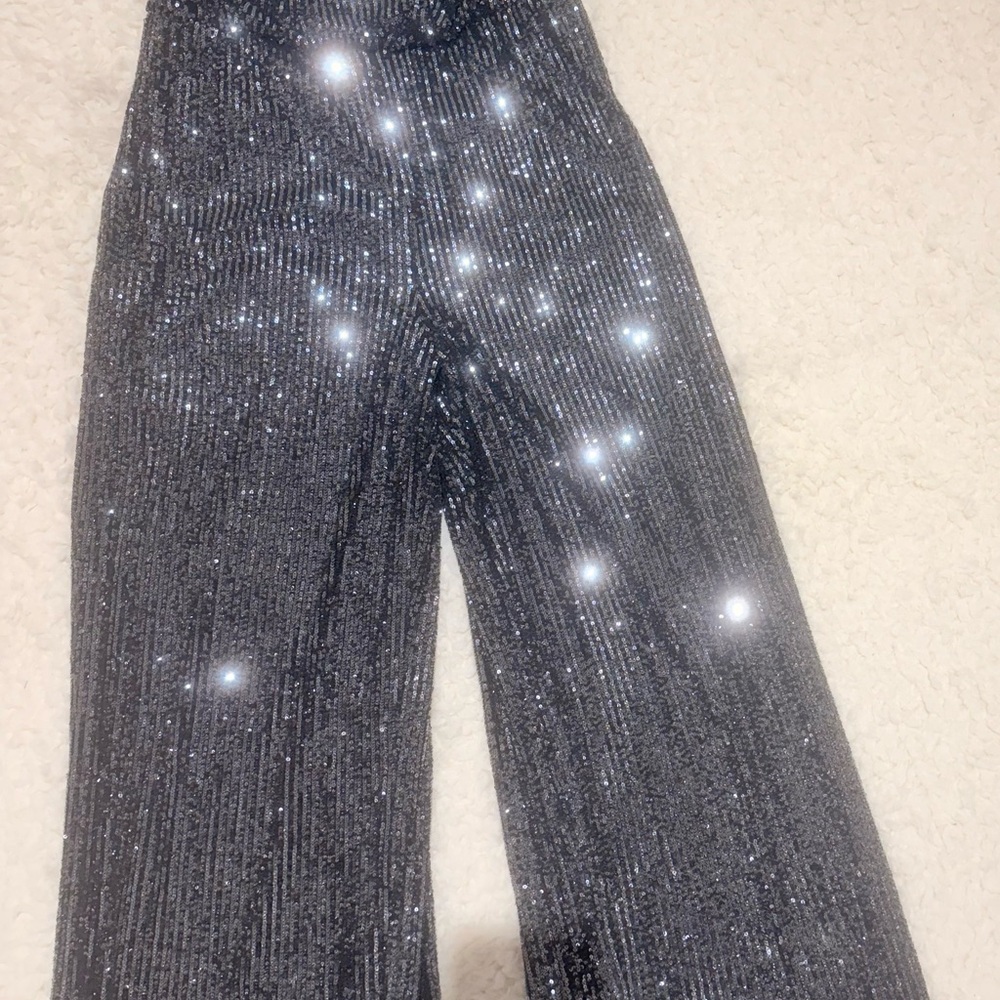 Sparkling Black Sequin Pants